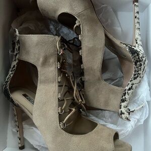 Guess Beige and Snake Print Heels